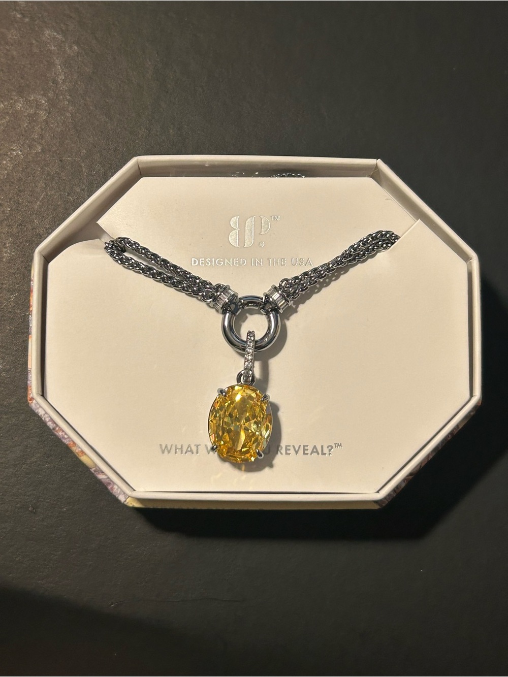 This Shape,This Time: Lab Created Citrine on Hematite